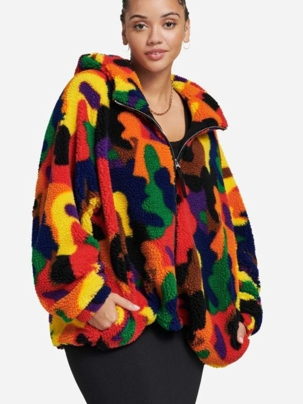 UGG Multicolor Plush Sherpa Zip Hoodie - Red, Yellow, Green, Blue, Purple, Black